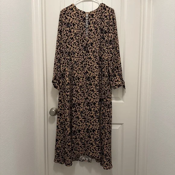 Reformation Port Dress Leopard Print Long Sleeve Fit & Flare Size 20 - Picture 9 of 9